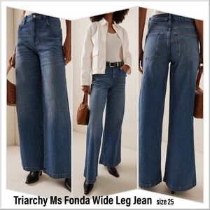 👖 TRIARCHY Ms. Fonda High-Rise Wide-Leg Jeans 
Size 25